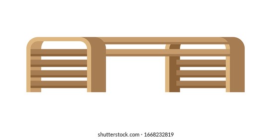 Wooden bench illustration. Image icon of seat for parks and squares.