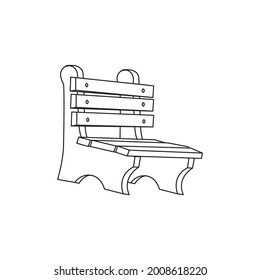 A wooden bench at the Indian Railway Station.