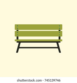 Wooden bench isolated on colorful background. Park vector bench in flat style