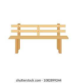 Wooden bench isolated on white background. Park brown vector bench in flat style