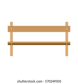 Wooden bench isolated on white. Vector outdoor bench.