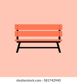 Wooden bench isolated on white background. Park brown vector bench in flat style