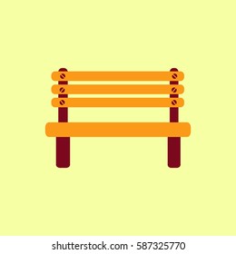 Wooden bench isolated on white background. Park brown vector bench in flat style