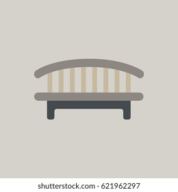 Wooden bench isolated on white background. Park brown vector bench in flat style