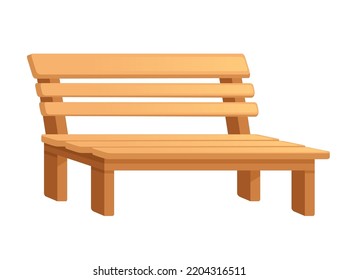 Wooden bench with legs outdoor park furniture vector illustration isolated on white background