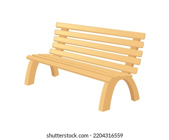 Wooden bench with legs outdoor park furniture vector illustration isolated on white background