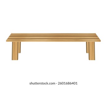 Wooden bench on a white background. Vector illustration.