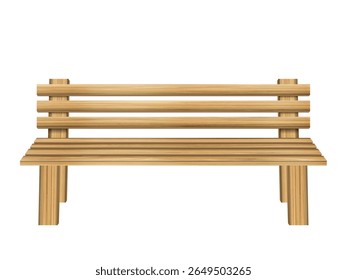 Wooden bench on a white background. Vector illustration.