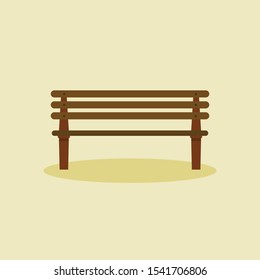 Wooden bench, Park brown vector bench in flat style
