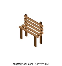 wooden bench park Isometric style icon vector illustration design