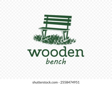 Wooden bench in rustic style in city park vector design