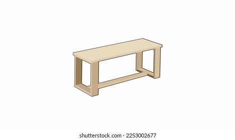 Holzbank. Vektorgrafik einzeln bearbeitbare Illustration einer Holzbank.