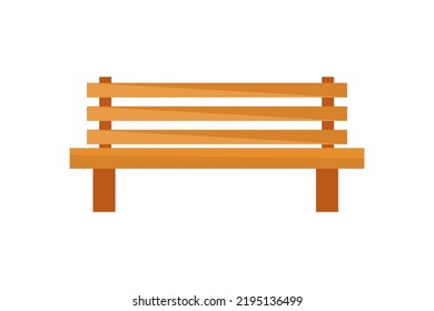 Vector de banco de madera. El banco de madera del parque está aislado en un fondo blanco. ilustración vectorial de color plano eps10