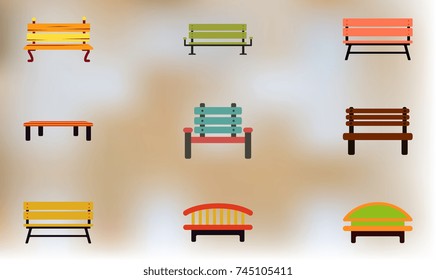 Wooden benches icons