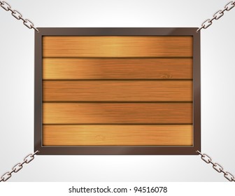 wooden billboard with chains