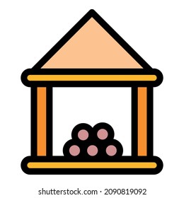 Wooden Bird Feeder Icon. Outline Wooden Bird Feeder Vector Icon Color Flat Isolated