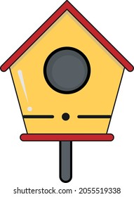 Wooden bird house in attractive colors and professional shape on a white background