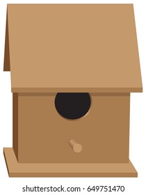 Wooden bird house of classical shape. Vector illustration.