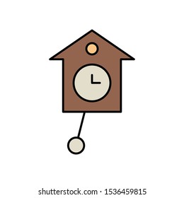 Wooden Bird House Design Wall Clock concept, Farm Cottage Interior Decoration Vector Icon Design