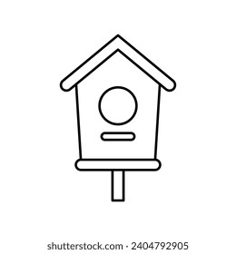 wooden bird house icon vector, linear style sign for mobile concept and web design, bird house symbol illustration, flat design