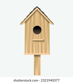 Wooden bird house isolated on white background. Vector illustration