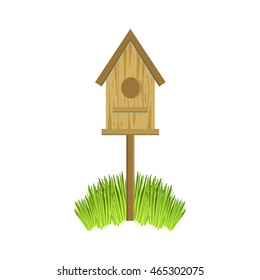 Wooden Bird House On Grass