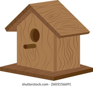 wooden bird nest, wooden bird box isolated on white.