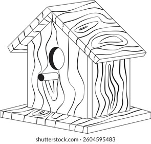 wooden bird nest line drawing