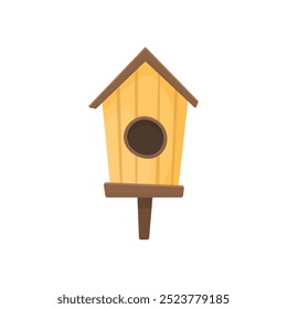 Casa de madera para pájaros en estilo de dibujos animados sobre un fondo blanco. Bonita casa para los pájaros. Casa de pájaros de bricolaje. Casa de pájaro dibujado a mano