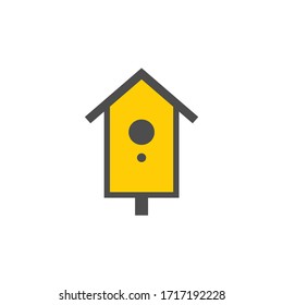 Wooden birdhouse colorful vector icon, nature simple illustration. Isolated single icon