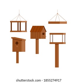 Icono de alimentador de pajarita de madera aislado en fondo blanco. Caja de nidificación con agujero y techo - símbolo de tiempo de primavera. Dibujo vectorial de la casa estelar estilo caricatura de diseño plano.