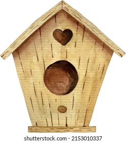 Wooden Birdhouse With Heart Vector Illustration 