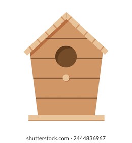 wooden birdhouse icon; perfect for environmental campaigns, wildlife materials, or gardening websites, promoting bird habitat preservation and birdwatching activities- vector illustration