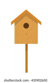 Wooden birdhouse on a white background isolate. Small house for birds in Cartoon style. 
Birdhouse illustration. Stock vector