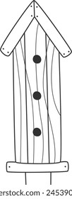 Wooden Birdhouse Outline Vector Illustration