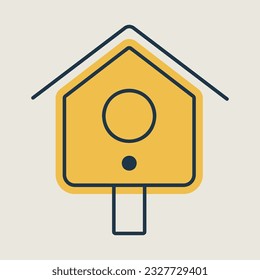 Wooden birdhouse, place for nest vector icon. Graph symbol for agriculture, garden and plants web site and apps design, logo, app, UI