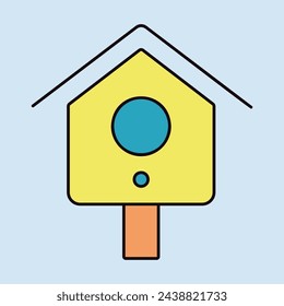 Wooden birdhouse, place for nest vector icon. Graph symbol for agriculture, garden and plants web site and apps design, logo, app, UI