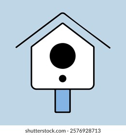 Wooden birdhouse, place for nest vector icon. Graph symbol for agriculture, garden and plants web site and apps design, logo, app, UI