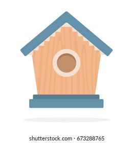 Wooden birdhouse vector flat material design isolated on white