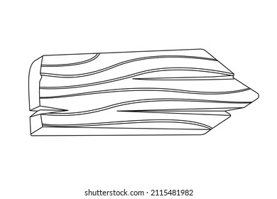 Vector de tablero de anuncios vacío de la línea negra de madera. Dibujo continuo de la placa de dirección de madera en el poste. Esbozo vectorial de la antigua guía con placa en forma de flecha en un contorno negro