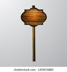 wooden blank cartoon sign board