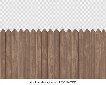 Wooden blank fence template. Isolated on a transparent background. Vector illustration