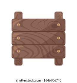 Wooden blank icon cartoon style isolated on white background. Road or street board from wood. Element for your design project. Template for banner. Vector illustration