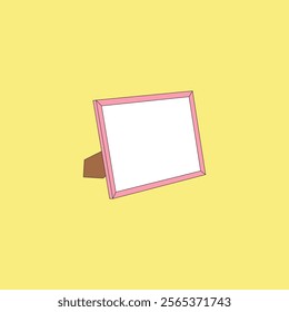 Wooden blank photo frame standing vector illustration. Table decoration element