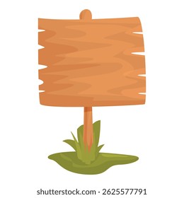 Wooden blank sign standing in grass with empty space for text