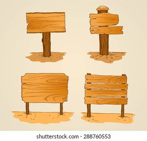 WOODEN BLANK OR VECTOR SET