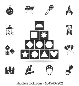 Wooden block building game icon. Detailed set of baby toys icons. Premium quality graphic design. One of the collection icons for websites, web design, mobile app on white background