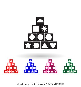 Wooden block building game multi color icon. Simple glyph, flat vector of toys icons for ui and ux, website or mobile application