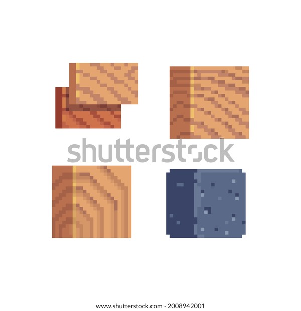 Wooden Block Cement Pixel Art Icon Stock Vector (Royalty Free ...