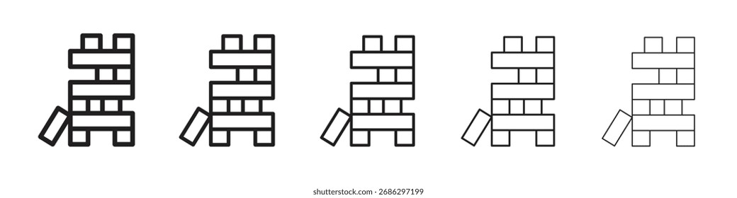 Wooden block icon simple vector set. Graphic Illustration